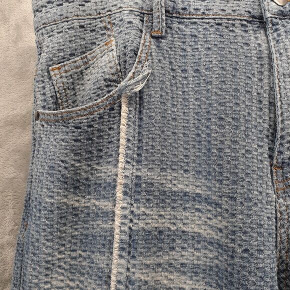 Fashion Nova Men 40 Cross Me Textured Stacked Slim Flare Jeans Vintage Blue Wash - Picture 10 of 11